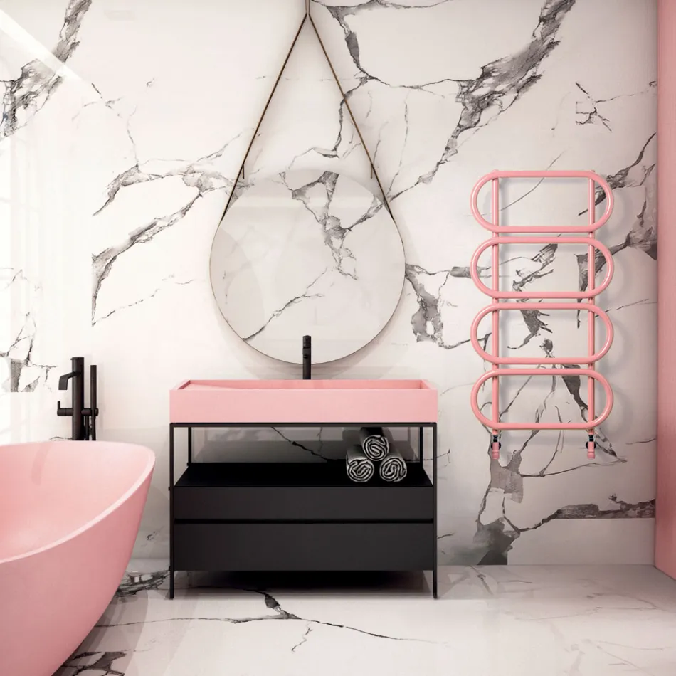 Shkallë ngrohëse hidraulike çeliku me ngjyrë të rrumbullakët Prodhuar në Itali - Zinxhirë Viadurini