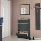 Dollap këpucësh me 3 dyer të bardha ose antracit me dizajn të qëndrueshëm prej druri - Emanuelito Viadurini