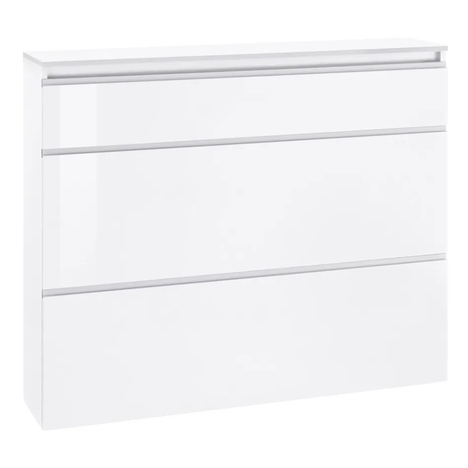 Dollap këpucësh me 3 dyer të bardha ose antracit me dizajn të qëndrueshëm prej druri - Emanuelito Viadurini