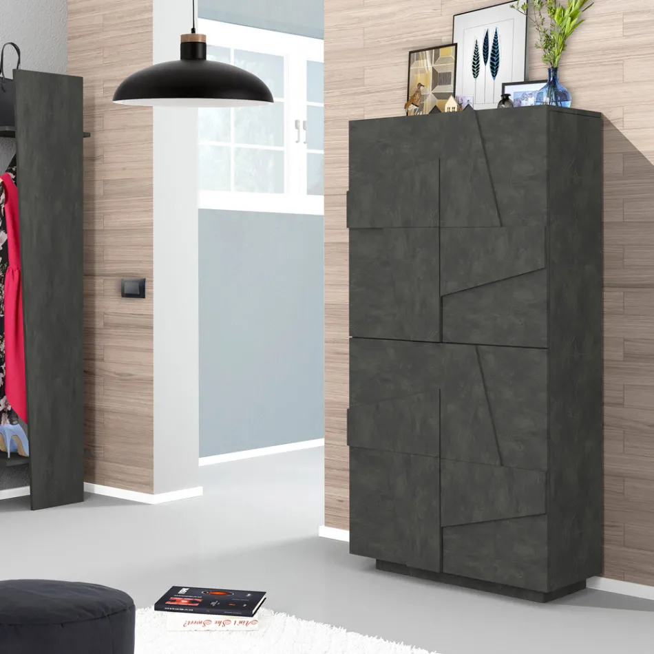 Dollap kepucesh melamine per ambiente te brendshme me 4 dyer Made in Italy - Naditza Viadurini