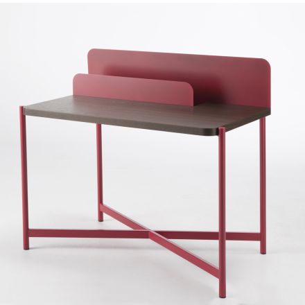 Tavolinë moderne në metal me ngjyra dhe dru lisi të dizajnit italian - Nadin Viadurini