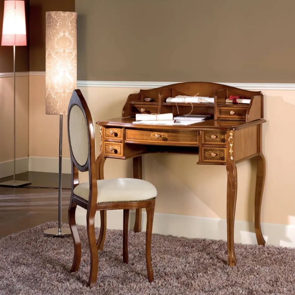 Tavolinë me 7 sirtarë Dru arre me inkorde Prodhuar në Itali - Katerine Viadurini