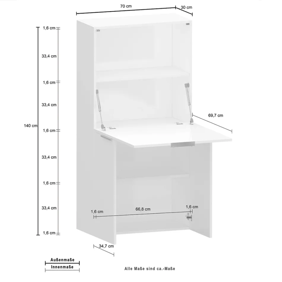 Tavolinë muri e bardhë moderne me dizajn italian të lëmuar - Ghero Viadurini