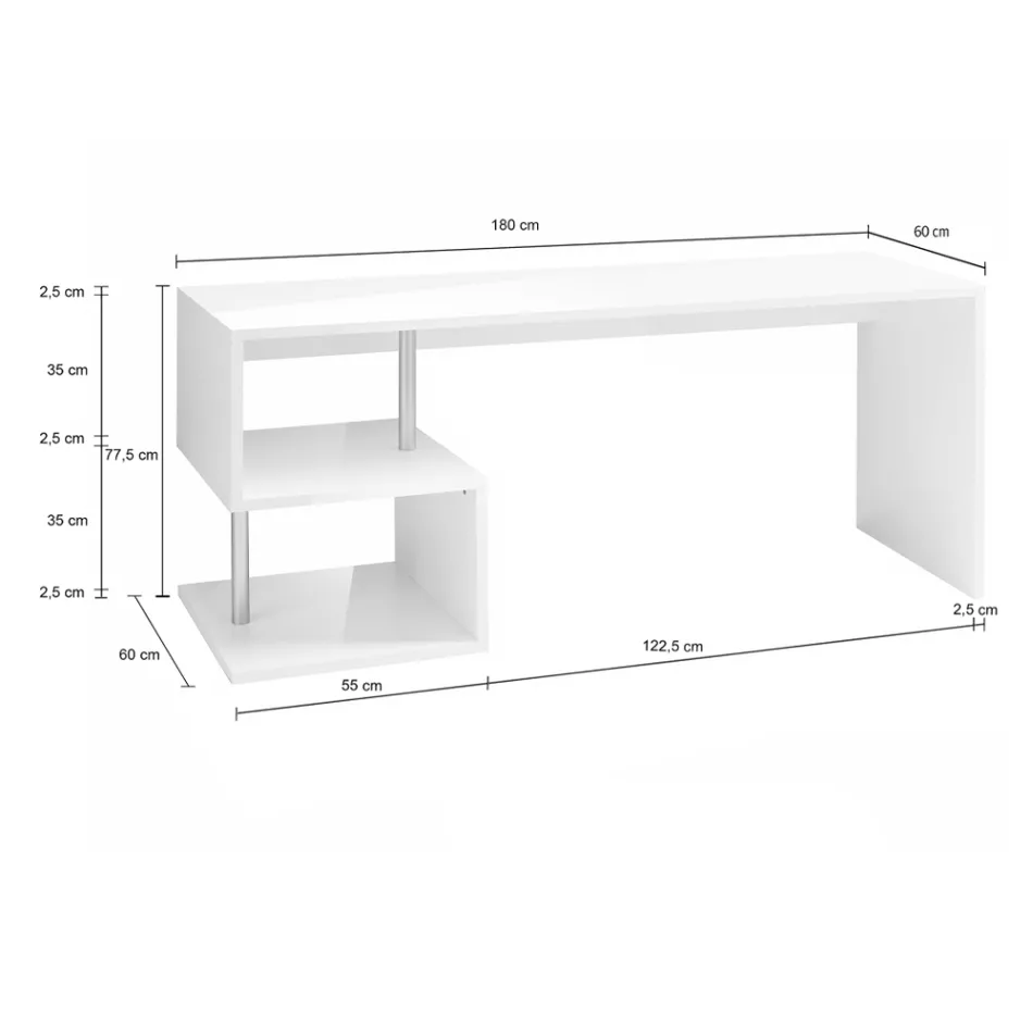 Tavolinë e bardhë ose rrasa në dru me dizajn italian 3 përmasa - Michel Viadurini