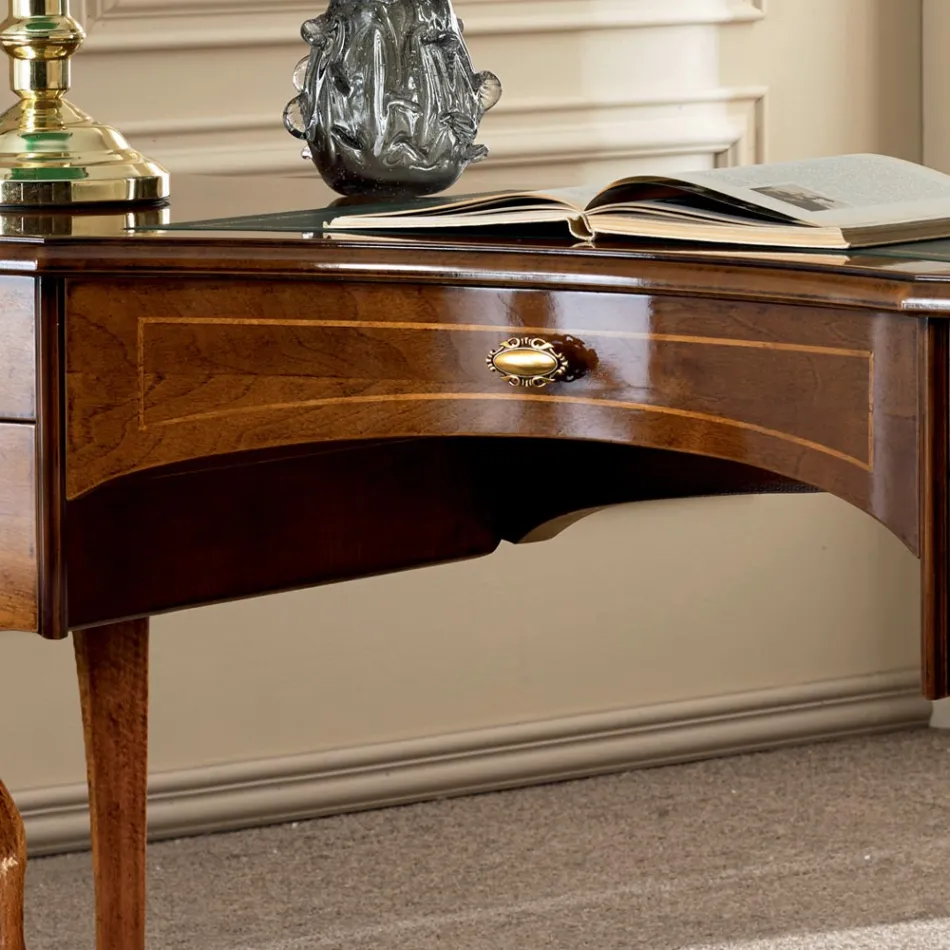 Tavolinë klasike 5 sirtarë prej druri dhe ekolit Prodhuar në Itali - Commodo Viadurini