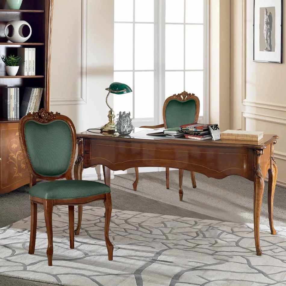 Tavolinë klasike 5 sirtarë prej druri dhe ekolit Prodhuar në Itali - Commodo Viadurini