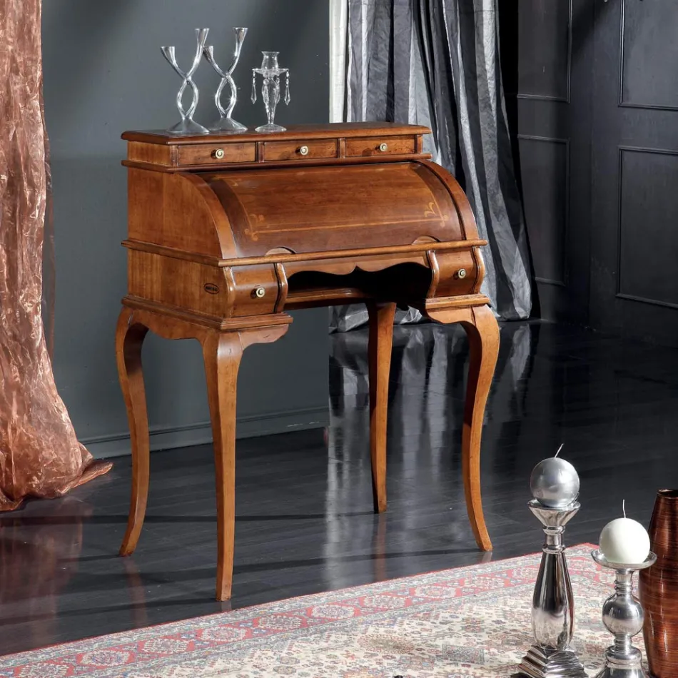 Tavolinë klasike 5 sirtarë prej druri dhe veshjesh Prodhuar në Itali - Hastings Viadurini