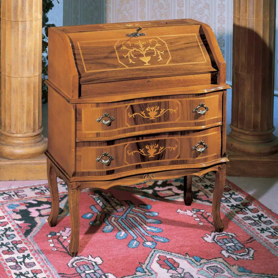 Tavolinë klasike prej druri me kapak dhe sirtarë Prodhuar në Itali - Elegante Viadurini