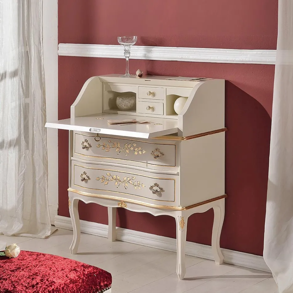 Tavolinë klasike prej druri me kapak dhe sirtarë Prodhuar në Itali - Elegante Viadurini