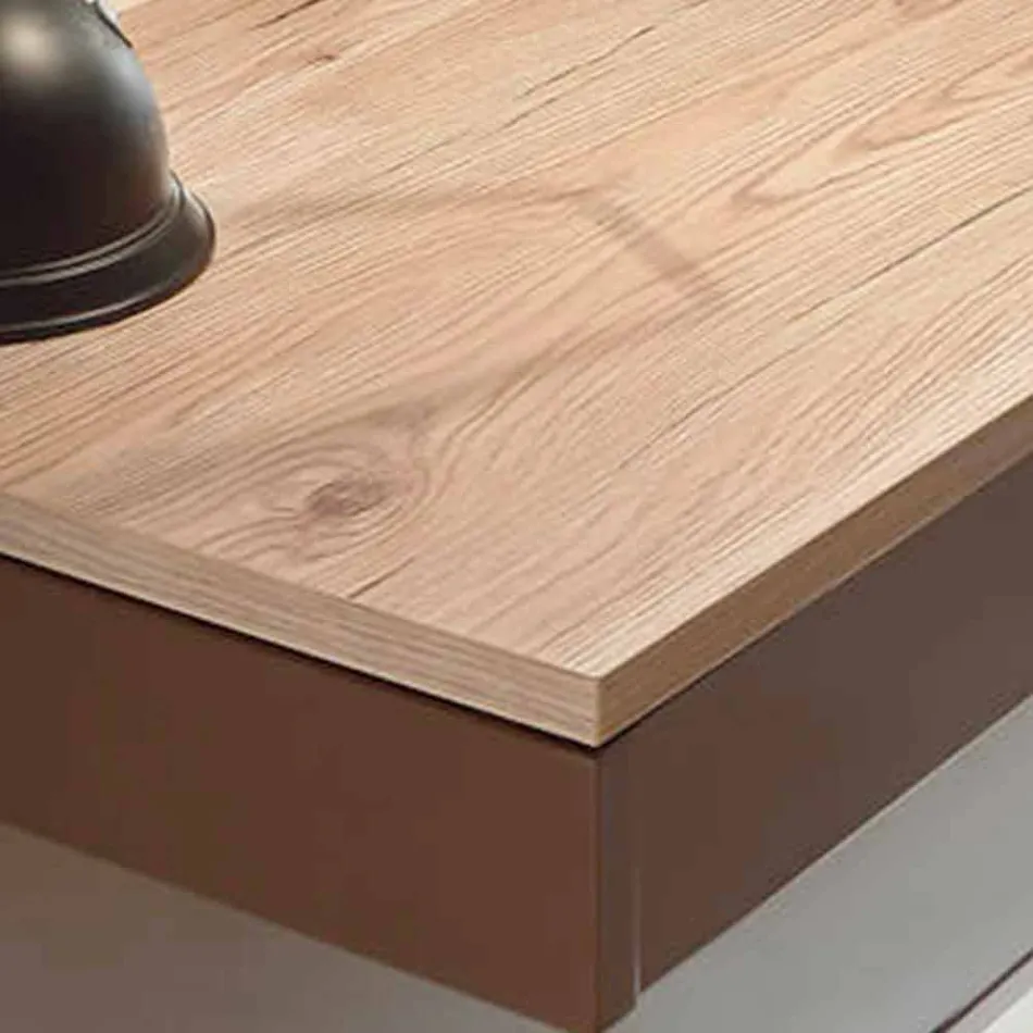 Tavolinë muri në Melamine dhe Metal me sirtar prodhuar në Itali - Silicon Viadurini