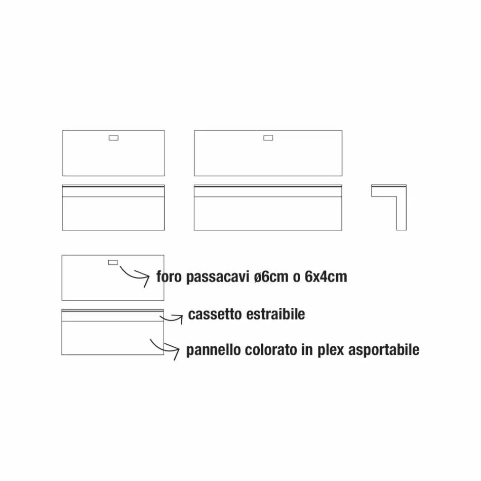 Tavolinë muri në Melamine dhe Metal me sirtar prodhuar në Itali - Silicon Viadurini