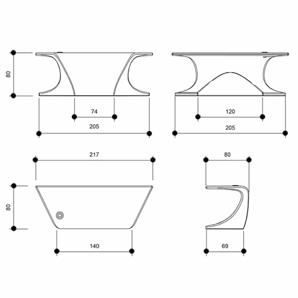 Tavolinë zyre moderne e prodhuar në Itali, Cerami Viadurini