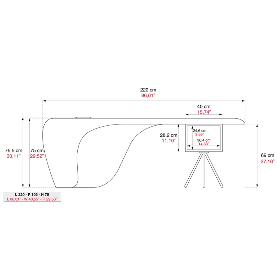 Tavolinë ekzekutive nga Karim Rashid në poliuretani - James Viadurini