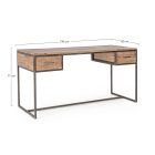 Tavolinë Homemotion Steel dhe Drur Akacie me 2 Sirtarë - Benver Viadurini