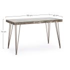 Tavolinë në çelik dhe Mdf me Xham të Dekoruar Industrial Vintage - Mundial Viadurini