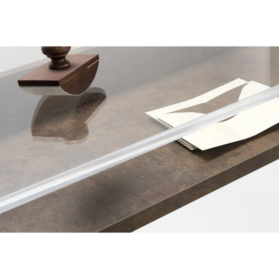 Tavolinë Plexiglass Transparente me Raft Dru Dizajn - Carducci Viadurini