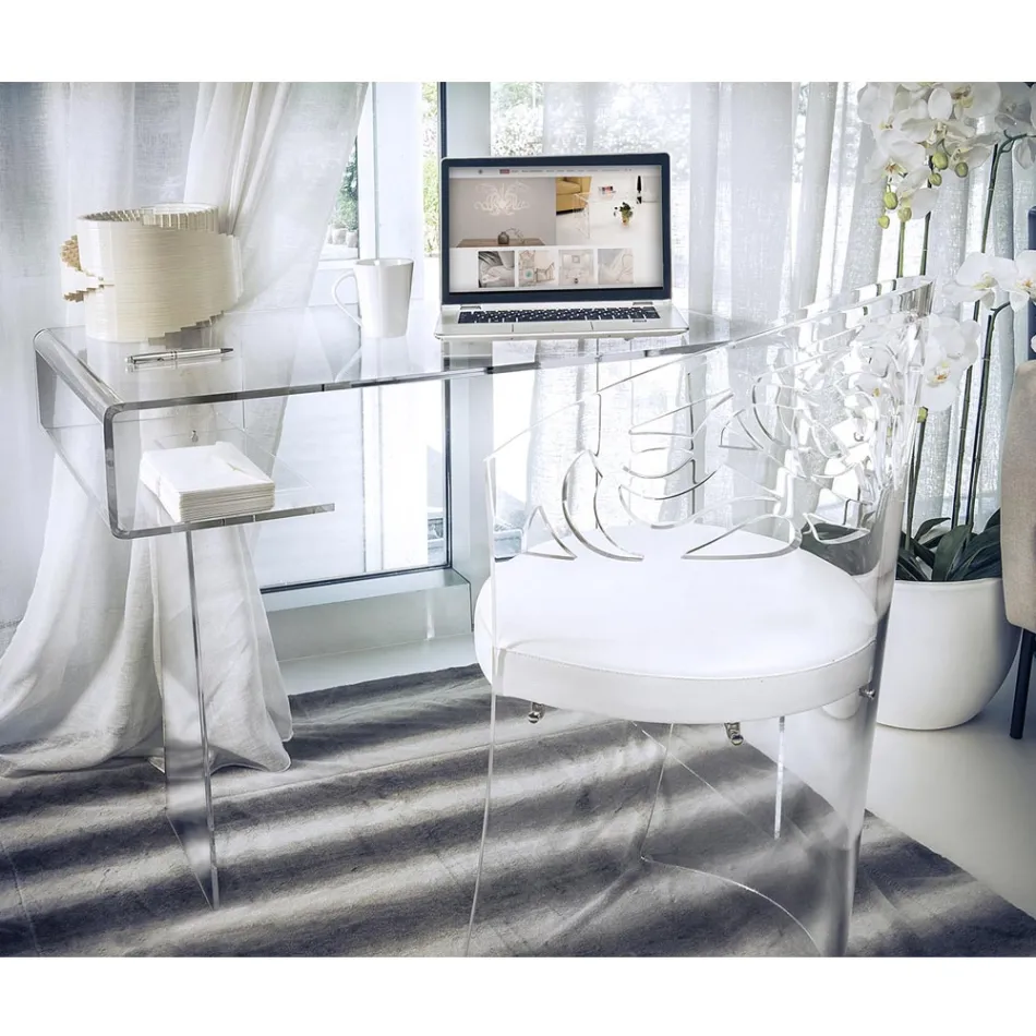 Tavolinë transparente pleksiglas me raft Prodhuar në Itali - Studiorum Viadurini