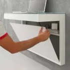 Tavolinë e pezulluar në kristal me strukturë metalike prodhuar në Itali - Silic Viadurini