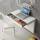 Tavolinë e pezulluar në kristal me strukturë metalike prodhuar në Itali - Silic Viadurini