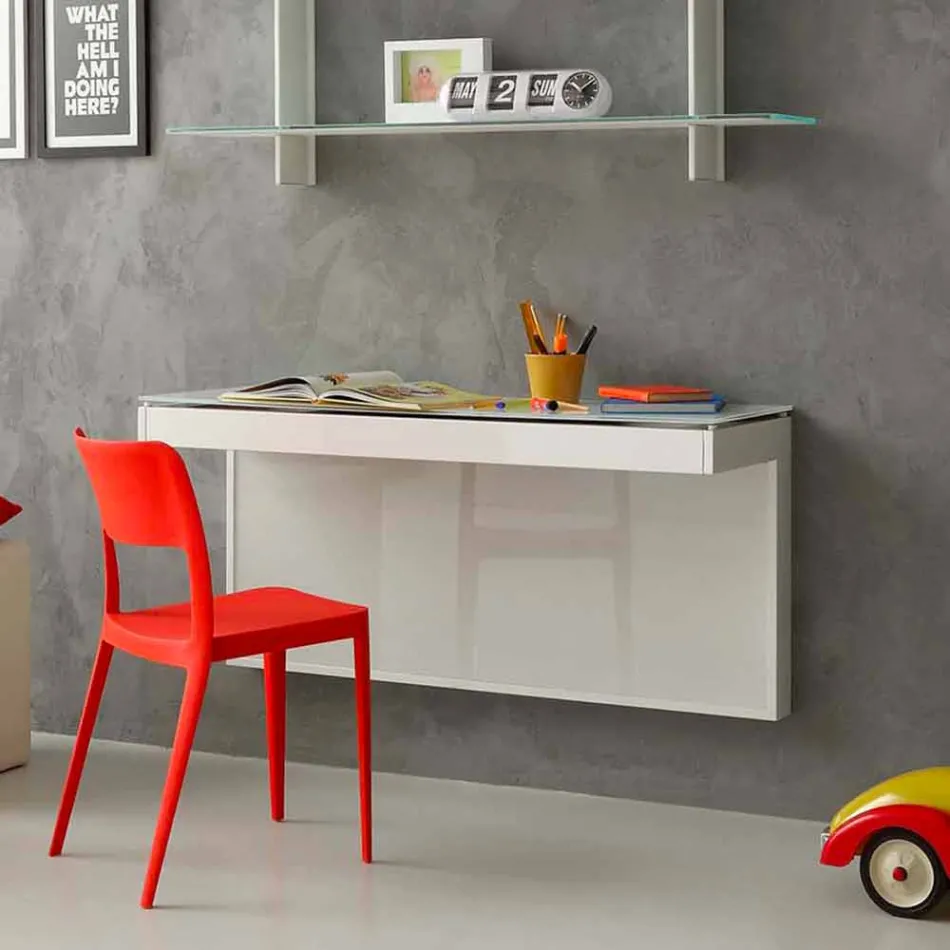 Tavolinë e pezulluar në kristal me strukturë metalike prodhuar në Itali - Silic Viadurini