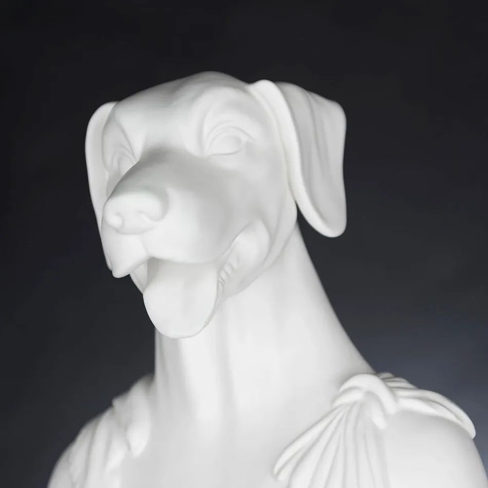 Skulpturë e bardhë qeramike e punuar me dorë 100% Prodhuar në Itali Fabas 1 Viadurini