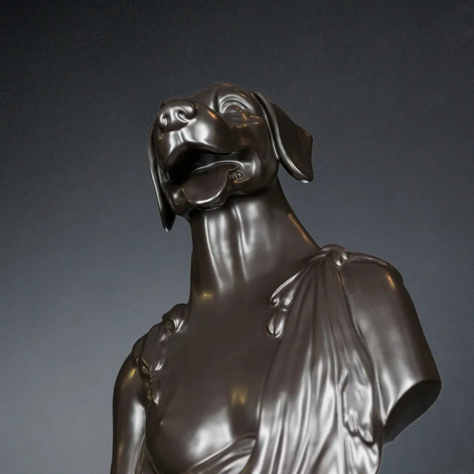 Skulpturë qeramike artizanale e zezë 100% Prodhuar në Itali Fabas 2 Viadurini