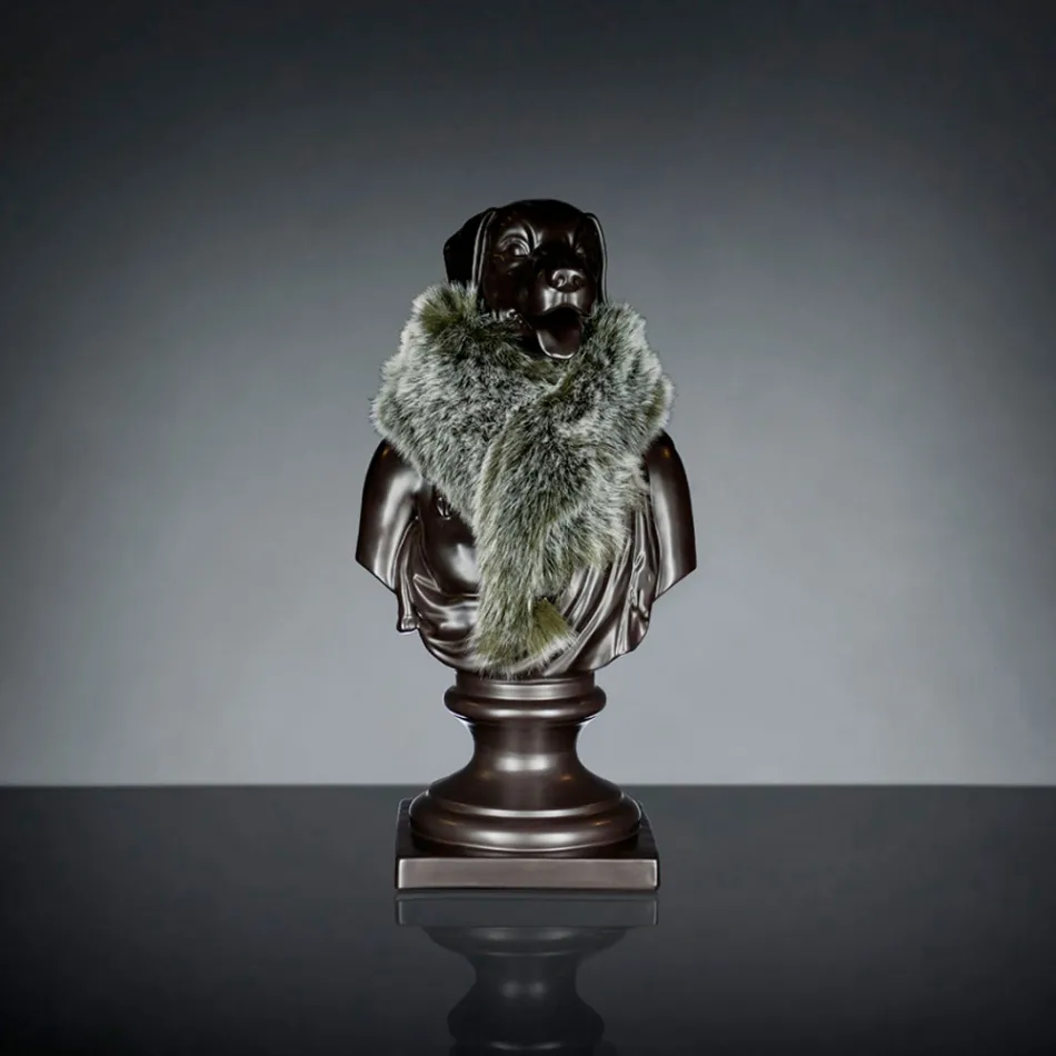 Skulpturë qeramike artizanale e zezë 100% Prodhuar në Itali Fabas 2 Viadurini