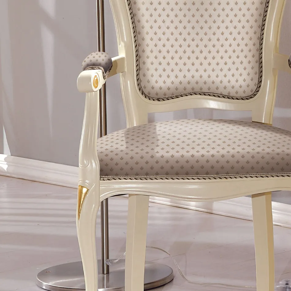 Kreu i karriges së tavolinës në dru i veshur me susta me pëlhurë të prodhuar në Itali - Majesty Viadurini