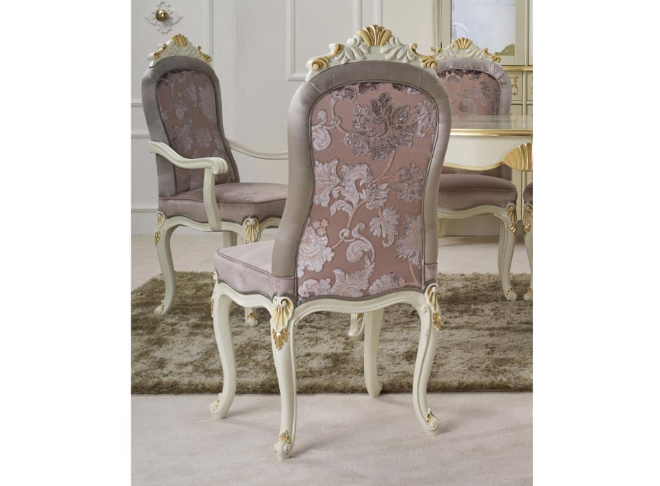 Karrige klasike prej druri të bardhë dhe pëlhurë të veshur me susta Prodhuar në Itali - Barok Viadurini