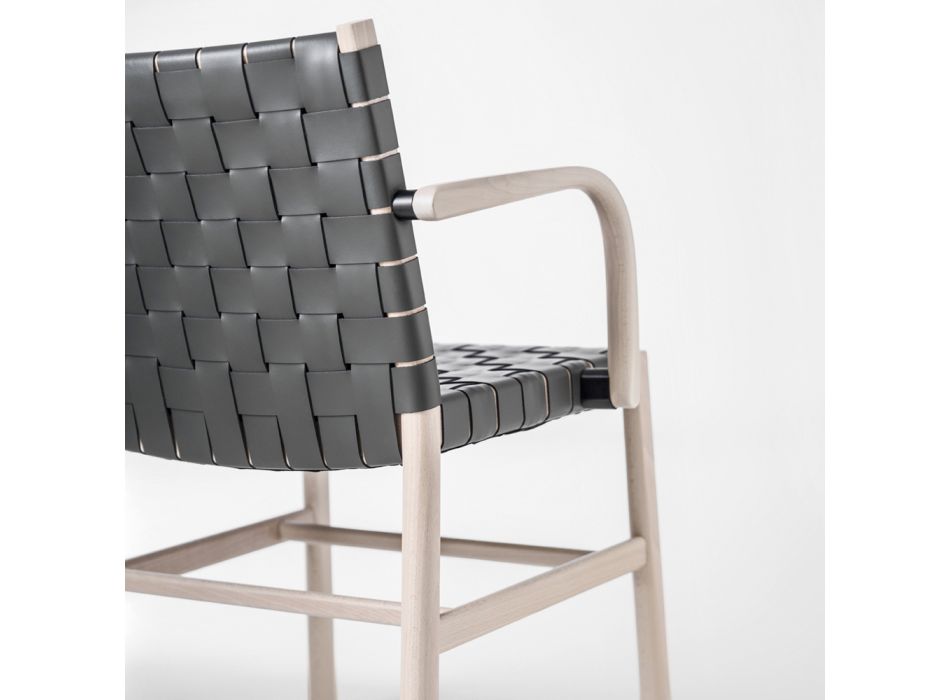 Karrige me mbështetëse krahësh në sedilje ahu dhe lëkure të zbardhura Prodhuar në Itali - Nora Viadurini
