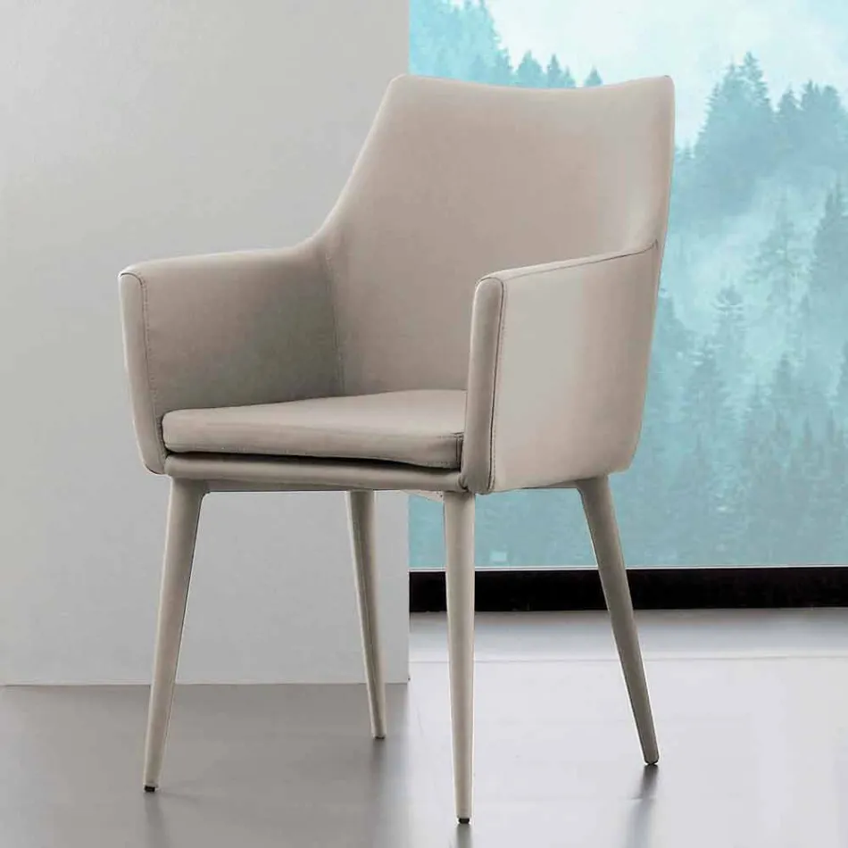 Karrige me mbështetëse krahu prej metali e veshur me eko-lëkurë Carlina Viadurini