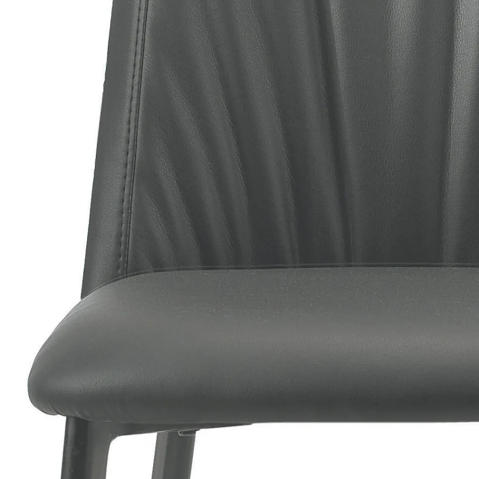 Karrige Kuzhine prej Lëkure Faux dhe Çeliku Prodhuar në Itali 4 Copë - Alexia Viadurini