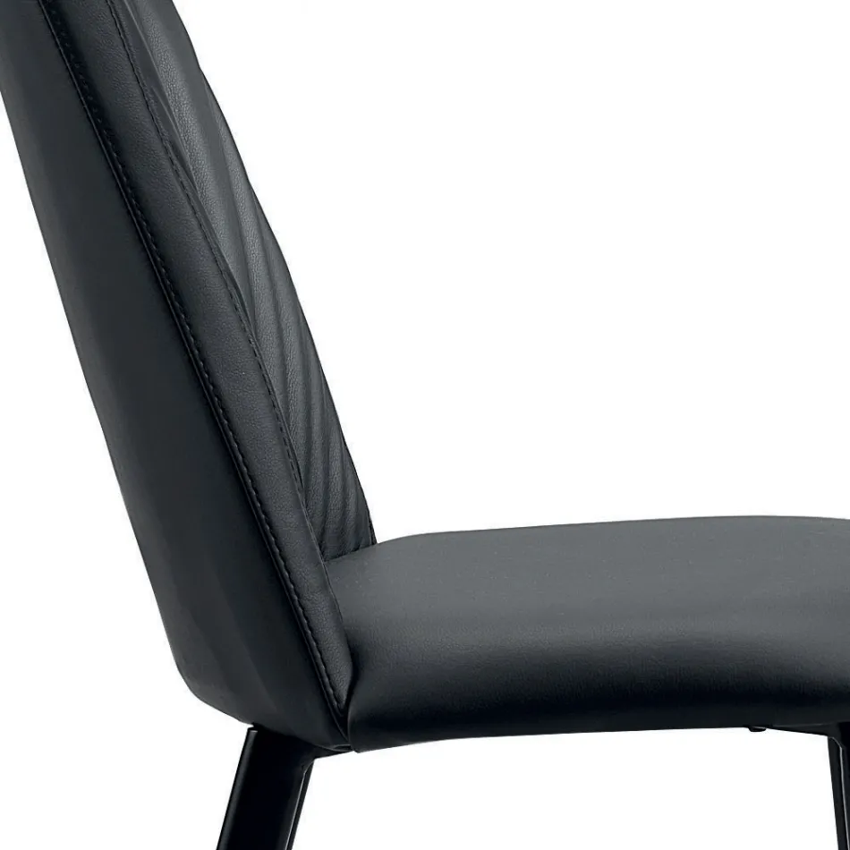 Karrige Kuzhine prej Lëkure Faux dhe Çeliku Prodhuar në Itali 4 Copë - Alexia Viadurini