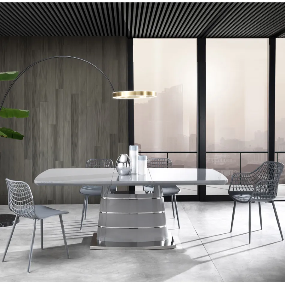 Karrige kuzhine në polipropilen mat me këmbë çeliku 4 copë - Beyonce Viadurini