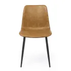 Karrige e kuzhinës ose dhomës së ndenjes me dizajn vintage prej çeliku dhe lëkure eko 2 copë - Rekko Viadurini