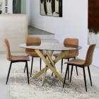 Karrige e kuzhinës ose dhomës së ndenjes me dizajn vintage prej çeliku dhe lëkure eko 2 copë - Rekko Viadurini