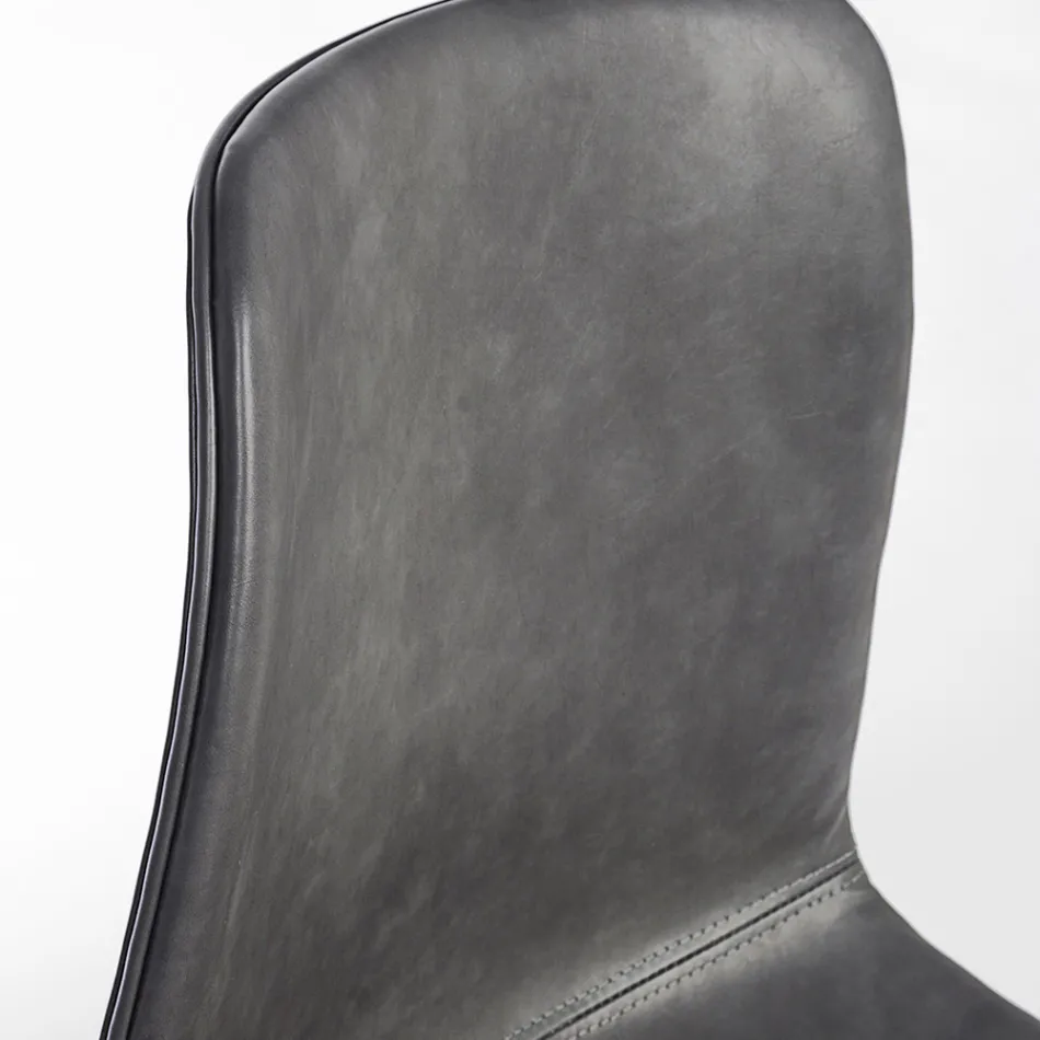 Karrige e kuzhinës ose dhomës së ndenjes me dizajn vintage prej çeliku dhe lëkure eko 2 copë - Rekko Viadurini