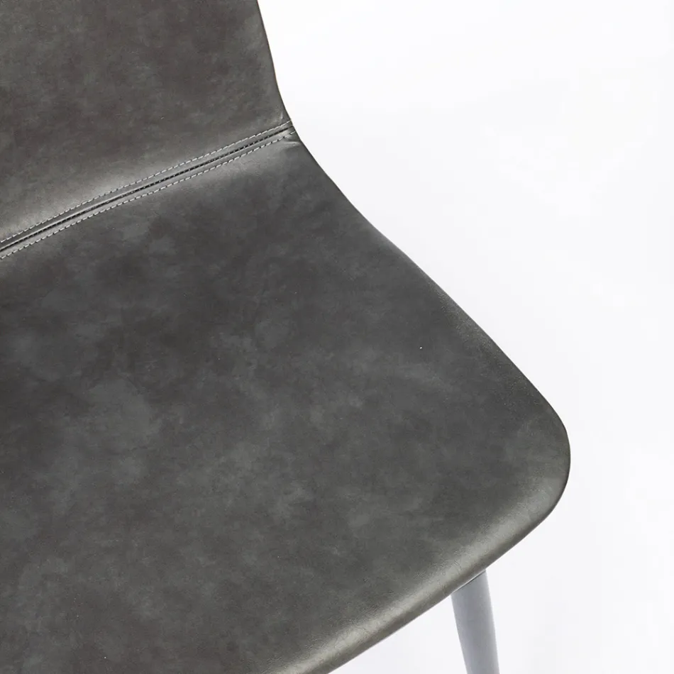 Karrige e kuzhinës ose dhomës së ndenjes me dizajn vintage prej çeliku dhe lëkure eko 2 copë - Rekko Viadurini