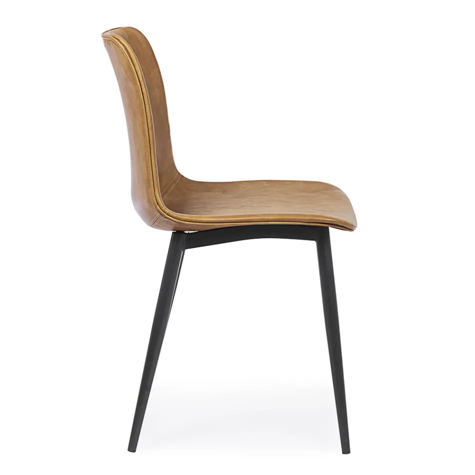 Karrige e kuzhinës ose dhomës së ndenjes me dizajn vintage prej çeliku dhe lëkure eko 2 copë - Rekko Viadurini