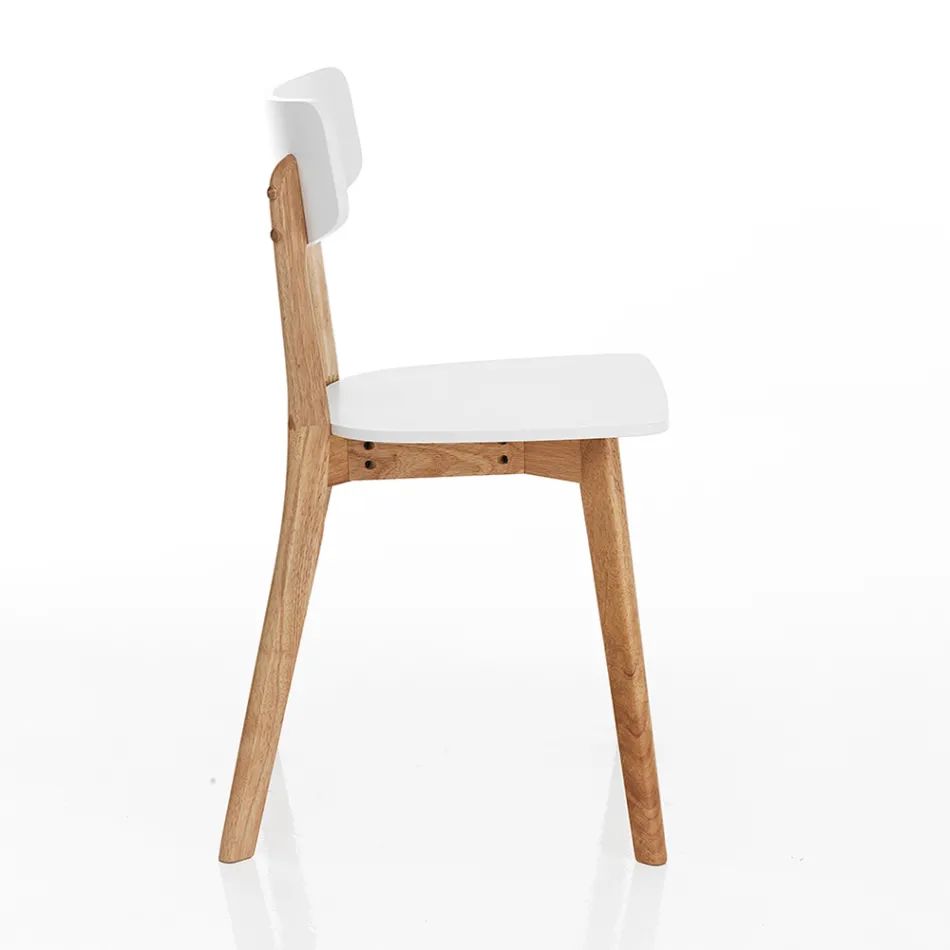 Karrige kuzhine ne ngjyre te bardhe te ngurte dhe dru lisi 2 cope - Tonino Viadurini