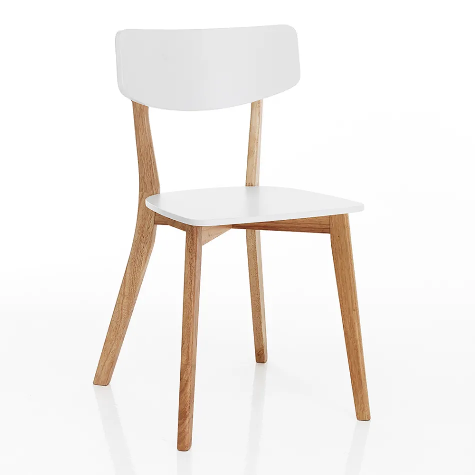 Karrige kuzhine ne ngjyre te bardhe te ngurte dhe dru lisi 2 cope - Tonino Viadurini