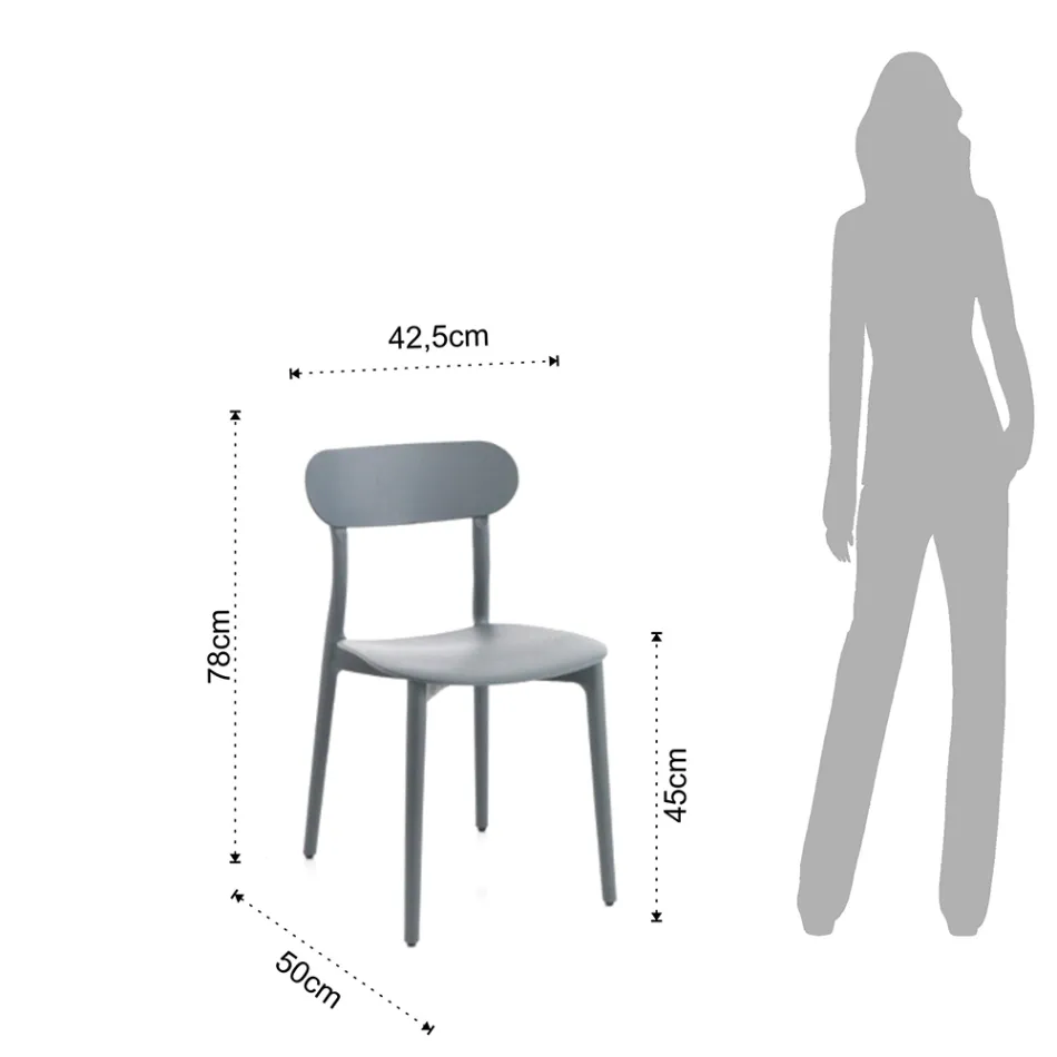 Karrige kuzhine ne ngjyre te bardhe ose gri mat polipropileni 4 cope - Milano Viadurini