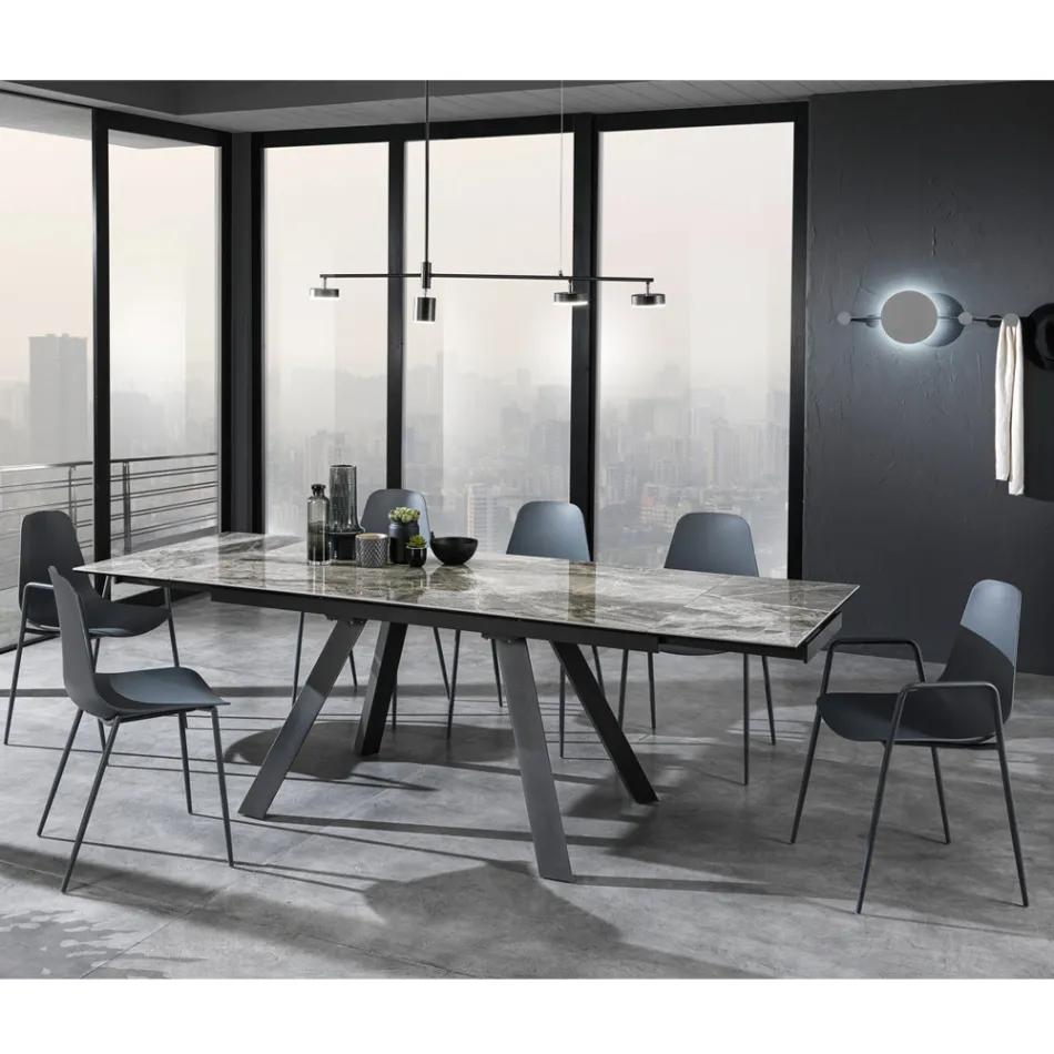 Karrige Kuzhine Polipropileni me Këmbë Çelik 4 Copë - Pinga Viadurini