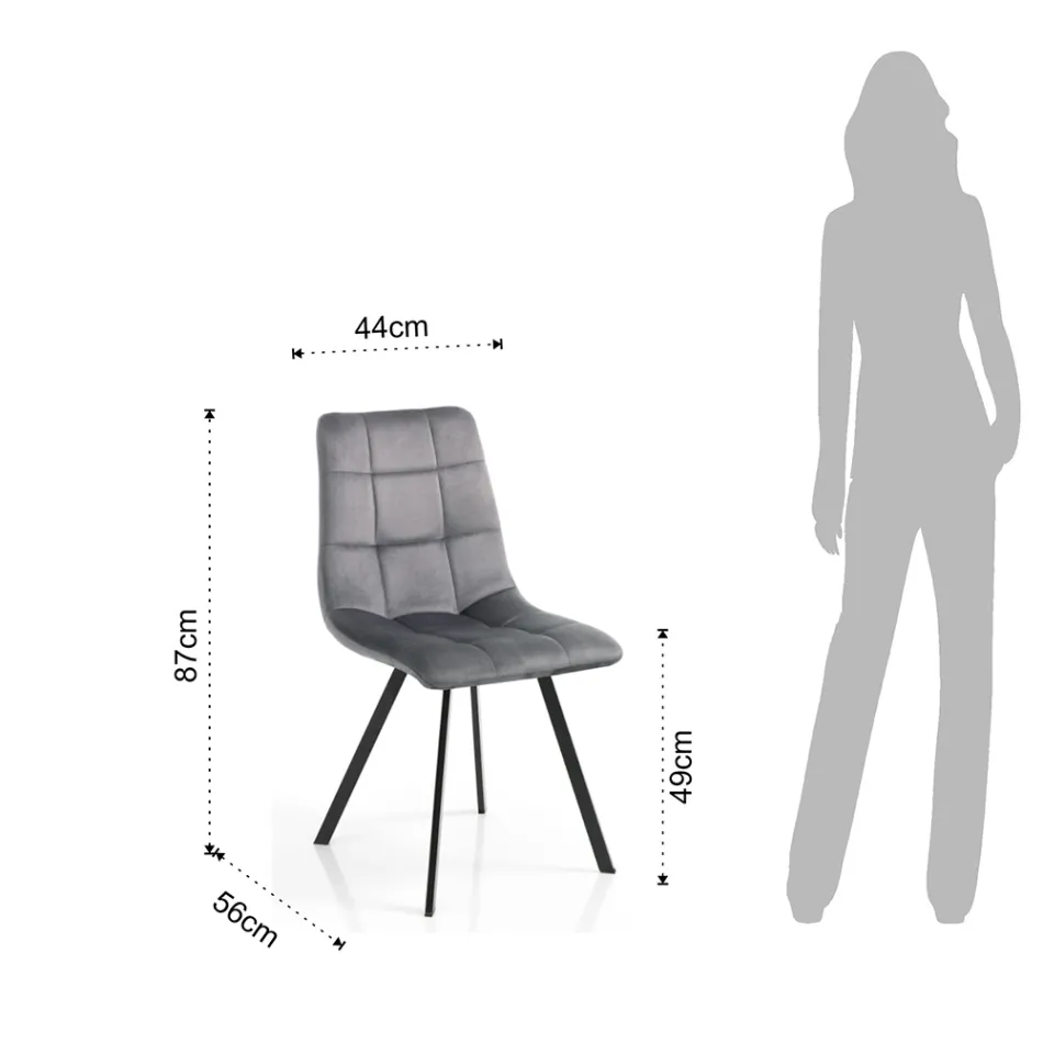 Karrige Kuzhine Pëlhure me Këmbë Metal të Zi 4 Copë - Blu e çelur Viadurini