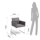 Karrige Kuzhine ne Pëlhurë Gri me Bazë Metal 2 Copë - Grila Viadurini