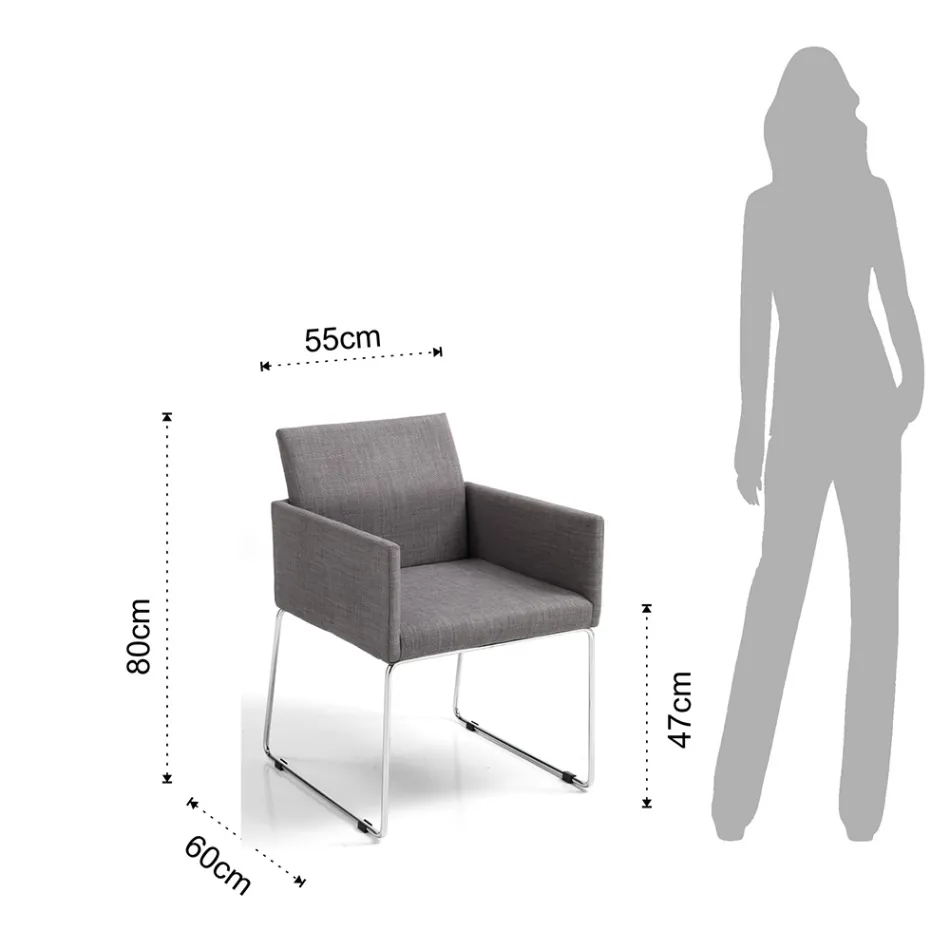 Karrige Kuzhine ne Pëlhurë Gri me Bazë Metal 2 Copë - Grila Viadurini