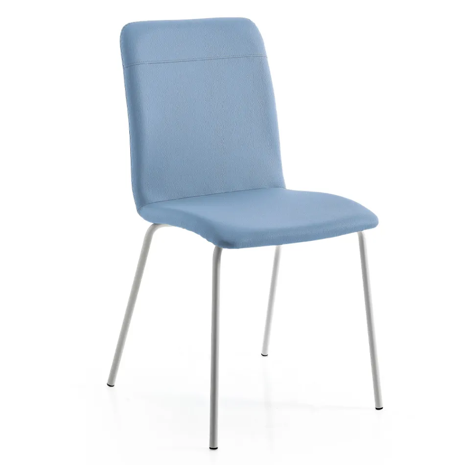 Karrige e kuzhinës ose e dhomës së ndenjes me ngjyrë lëkure artificiale dhe dizajn metalik - Hermione Viadurini