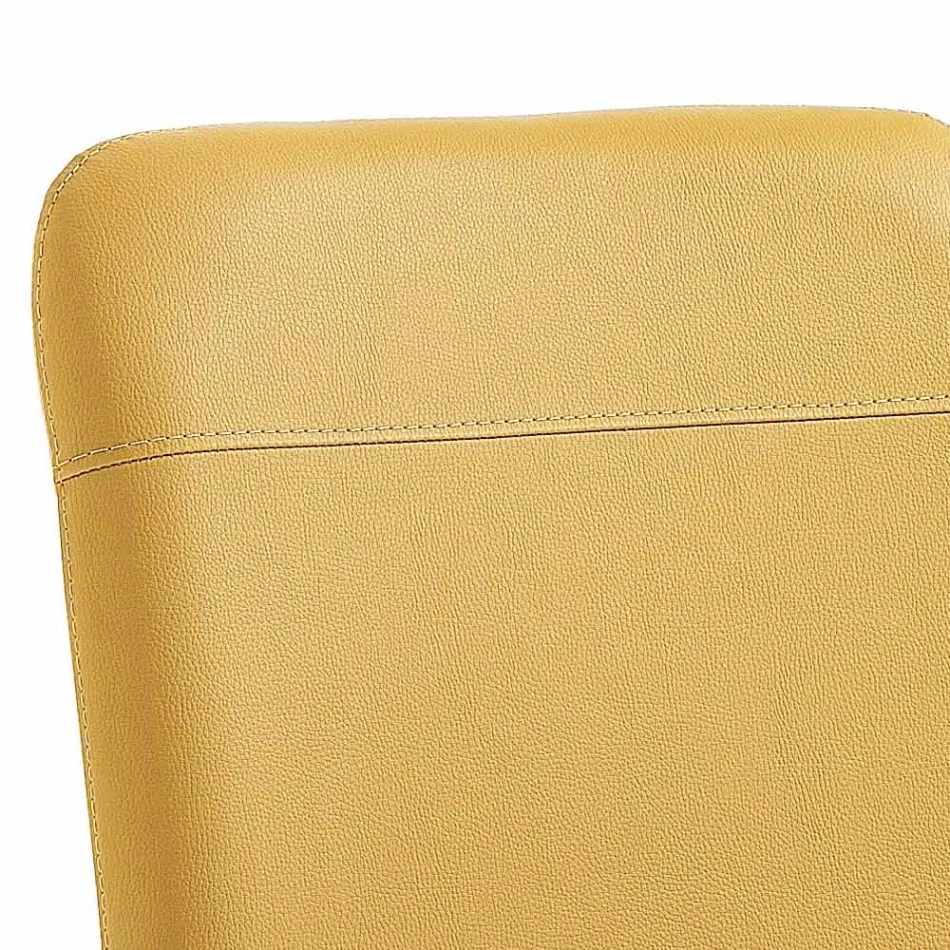 Karrige e kuzhinës ose e dhomës së ndenjes me ngjyrë lëkure artificiale dhe dizajn metalik - Hermione Viadurini