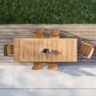 Karrige e jashtme me mbështetëse krahësh në dru tik - Marie Viadurini