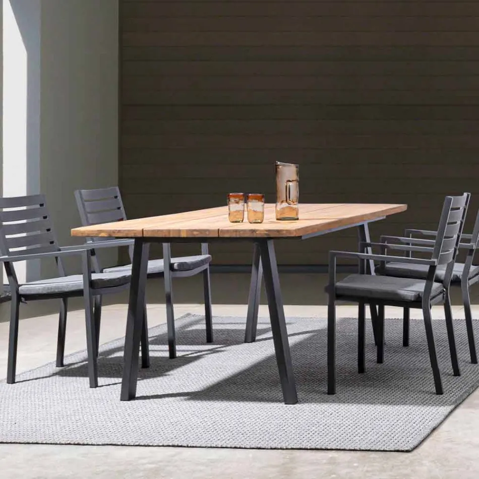 Karrige në natyrë prej alumini pirgje Homemotion, 4 copë - Carina Viadurini